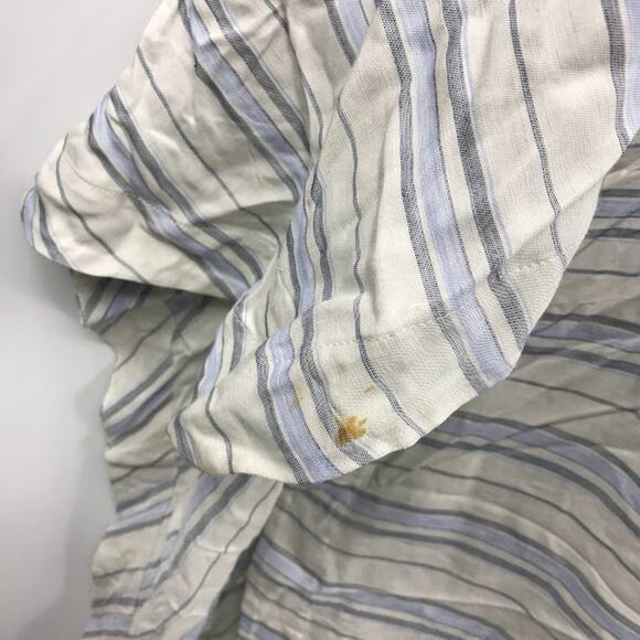 Co High Low Dress L Stripe V-Neck Short Sleeve Pocket Linen Blend Relaxed Maxi - Picture 7 of 7